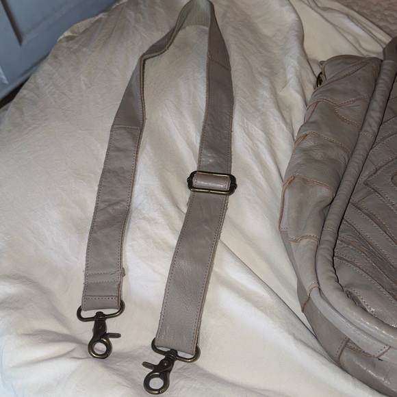 Anthropologie Benecio Diamond Leather Tote Monserrat De Lucca Light Grey - Picture 13 of 13